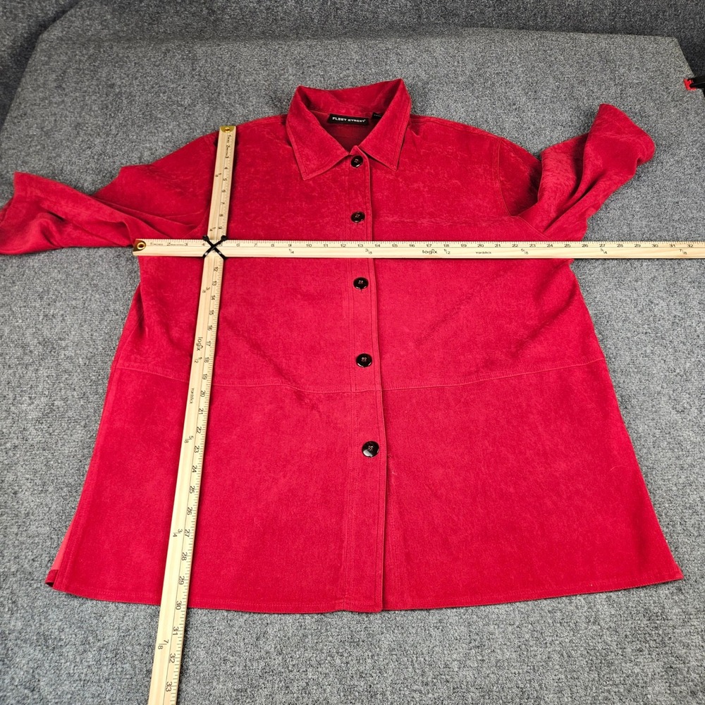 Fleet Street Womens XL Red Faux Suede Button Front Shirt Jacket Long‎ Sleeve